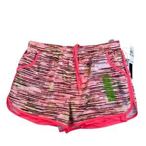 RBX Performance Running Shorts Neon Striped X-Dri Lined Athletic Gym Women L NEW